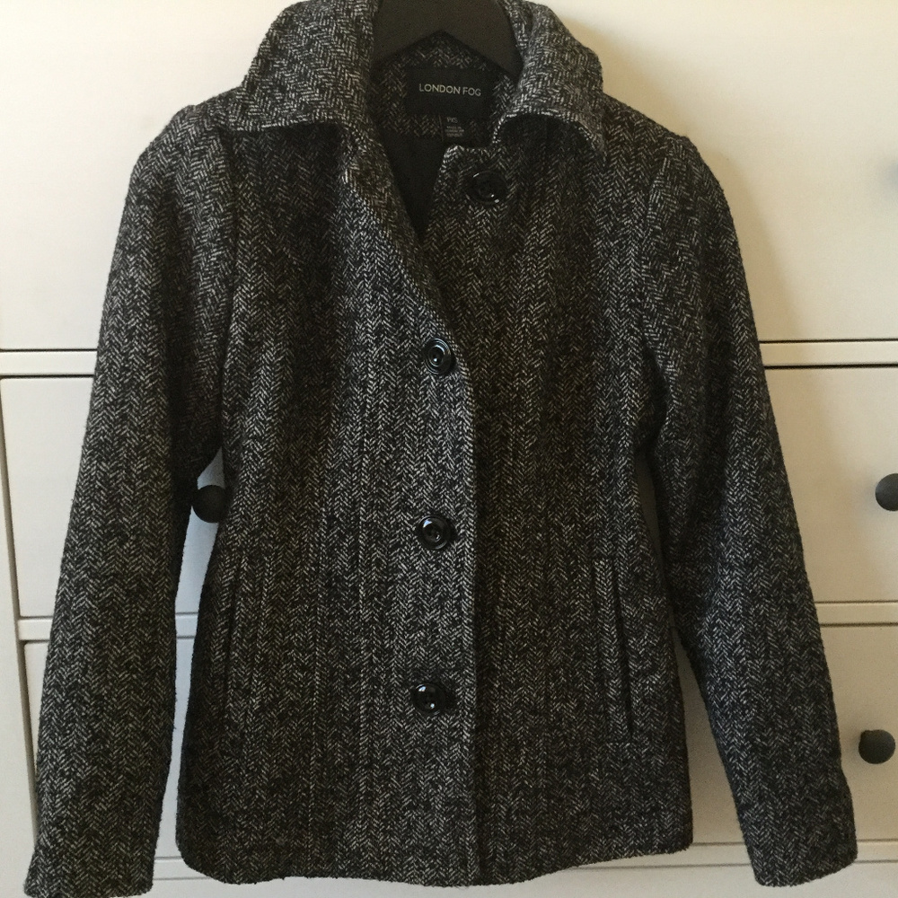 London Fog Petite XS Wool Blend Peacoat